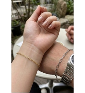Paperclip Model Gold-Silver Çelik Çift Bileklik Seti Love Serisi