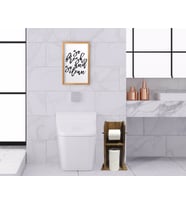BK Home Doğal Masif Ahşap Tuvalet Kağıtlığı ve Dekoratif Retro Ahşap Tablo Seti-9 (Beyaz)