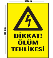 Metal Dikkat Ölüm Tehlikesi 20cm x 30cm A4 Büyüklüğünde Uyarı Levhası Yönlendirme Tabelası