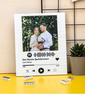 Kişiye Özel Fotoğraflı Spotify Tasarımlı Lego Blok Puzzle