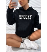 Unisex Spooky Baskılı Sweatshirt (Siyah)