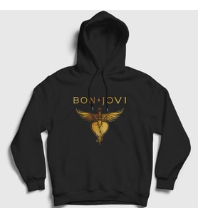 Presmono Unisex Siyah Hits Bon Jovi Kapüşonlu Sweatshirt 20257tt
