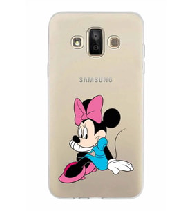 Samsung Galaxy J7 Duo Kapak Minnie Mouse Tasarımlı Şeffaf Silikon Kılıf