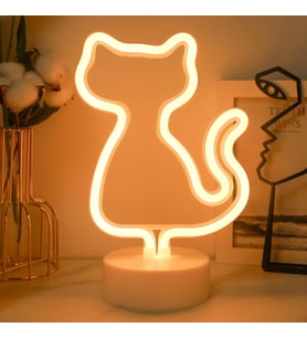 Neon Işıklı Kedi Tasarımlı Lamba