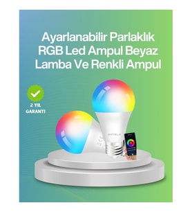 Mey İthalat® Uzaktan Kumandalı Akıllı LED Ampul, Enerji Tasarruflu