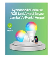 Mey İthalat® Uzaktan Kumandalı Akıllı LED Ampul, Enerji Tasarruflu