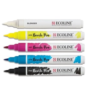 Talens Ecoline Brush Pen Fırça Uçlu Kalem 5 Renk Set PRIMARY 