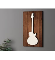 BK Gift Kabartma Gitar Tasarımlı Ahşap Tabela 46cm, Home Bar Tabela, Rustik Ev Dekorasyonu, Duvar Dekoru (Model 1)