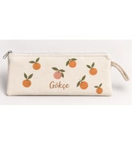 Kişiye Özel Turunç Deseni Baskılı Fermuarlı Clutch El Çantası Makyaj Çantası