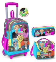 Coral High Mavi Pembe Anime Çekçek Okul Çantası Seti - Işıklı Tekerlekler - Kız Çocuk