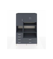 Kronos Dolap 9 Raflı 6 Çekmeceli 3 Kapaklı 132x59x195 Antrasit-Antrasit/Antrasit
