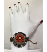 Kanaviçe İşleme Bileklik (Kırmızı-Kırmızı)