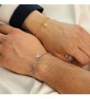 925 Ayar Gümüş Kişiye Özel Harfli Halka Tasarımlı Kadın/Erkek Bileklik Unisex 2 Adet So0018