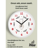 İsme Özel Sevimli Tavşan Çocuk Odası Duvar Saati Orta Boy 30 cm Beyaz Camlı Sessiz