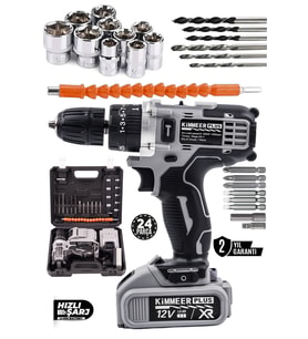 12V 1.5Ah Metal Şanzıman Çift Akülü Vidalama Takımı