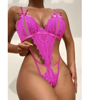 Amora Secret Fiyonklu Dantelli Fuşya Fantezi Body