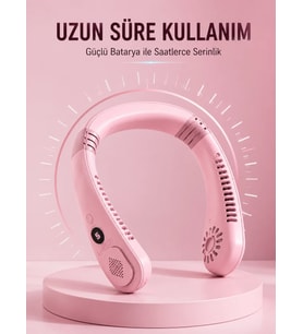 Pembe Boyun Fanı Sessiz Çalışan USB Şarjlı Taşınabilir Kişisel Serinletici