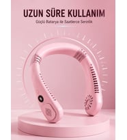 Pembe Boyun Fanı Sessiz Çalışan USB Şarjlı Taşınabilir Kişisel Serinletici
