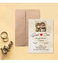 Davetiye Zarf ve Baskı Dahil (Beyaz yada Kraft Zarflı) - Up Yukarı Bak Tasarım - Düğün, Nişan, Nikah, Kına Davetiyesi (Kahverengi)