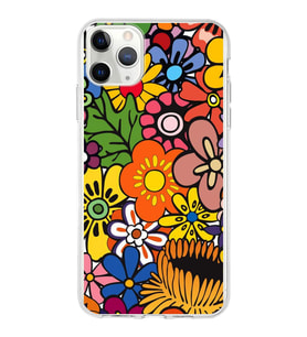 PrintiFy Apple  iPhone 11 Pro ile Uyumlu 1mm Slim Fit Retro Renkler 2 Baskılı Şeffaf  Kılıf