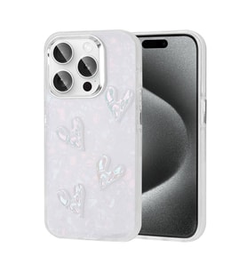 iPhone 15 Pro Max Kılıf Kabartma Figürlü Parlak Eralli Silikon Kılıf Kalp