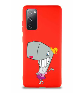 Samsung Galaxy S20 FE Soft Premier Kapak Pearl Yengeç Tasarımlı Silikon Kılıf - Kırmızı (Şeffaf)