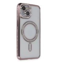 Newface Apple iPhone 13 Kılıf Joke Simli Magneticsafe Kılıf - Pembe
