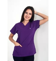 Kadın Likralı Yarasakol Mor Renk Scrubs Teküst