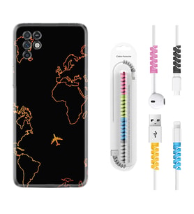 INFINIX Note 11 Pro Note 10 Hot 9 Play Kılıf Kablo Koruma Spiral Silikon Harita ve Uçak 1777