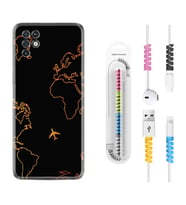 INFINIX Note 11 Pro Note 10 Hot 9 Play Kılıf Kablo Koruma Spiral Silikon Harita ve Uçak 1777