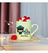 Polis Tasarımlı Kişiye Özel Sarı Türk Kahvesi Fincanı