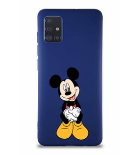 Samsung Galaxy A51 Soft Premier Kapak Mickey Mouse-A Tasarımlı Silikon Kılıf - Lacivert (Şeffaf)