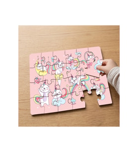 Caticorn - Boynuzlu Sevimli Kedicikler Tasarımlı 24 Parça Ahşap Çocuk Puzzle MPK0532