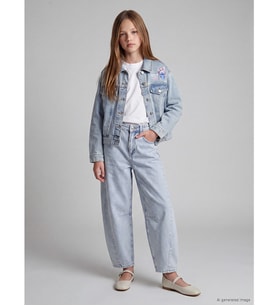 LCW Kids Mavi Barrel Fit Kız Çocuk Jean Pantolon