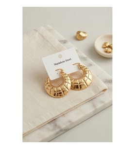 Mey İthalat® 316L Çelik Gold Renk Bohem Halka Model Küpe