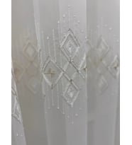 NİVEMESHOME 3211 LUNA GEOMETRİK DESENLİ GOLD 1/3 SIK PİLELİ TÜL PERDE APM
