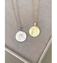 Kişiye Özel Çizim Fotoğraf Kolye 925K Gümüş (Gold)