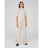 Peraluna BETTY BLOUSE Balıkçı Yaka Kısa Kollu İnce Basic Kadın Triko Bluz - Ekru Melanj