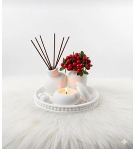 BY Fİİ HOME MODERN DEKORATİF MUMLU KOKULU SET BOYANABİLİR VERNİKLİ BEYAZ (Parlak Beyaz)