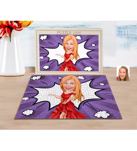 BK Gift Kişiye Özel Kadın Manken Karikatürlü 1000 Parça Profesyonel Puzzle-1