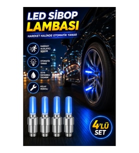 Otomatik Hareket Sensörlü LED Sibop Lambası – 4'lü Araç Lastik Işığı