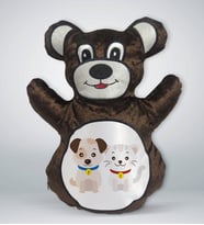 BK Gift Sevimli Kedi ve Köpek Tasarımlı Kahverengi Ayıcık Yastık-1