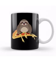 Cute & Funny Sloth Riding Pizza Adorable Animals Kupa Bardak Porselen
