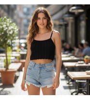 Kadın Triko Askılı Siyah Renk Büstiyer BB2741