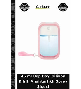 Özel Üretim 45 ml Plastik Parfüm Alkol Dezenfektan Cep Boy Silikon Kılıflı Anahtarlıklı Sprey Şişesi