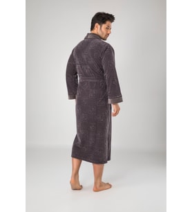 Kareli Jakarlı Bambo Cotton Erkek Sabahlık (Antrasit)