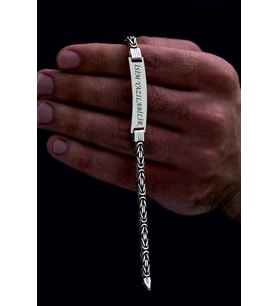 Erkek Gümüş Bileklik - İsim Yazılabilir 4.2 mm Kare Kral Gümüş Bileklik