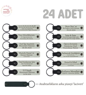 Doğa Yürüyüş Grubu İçin İsim Yazlıabilen Hatıra Anı Anahtarlık 24’lü Set, Beyaz & Lacivert