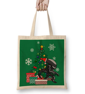 Alien Xenomorph Around The Christmas Tree Bez Çanta Uzun Saplı