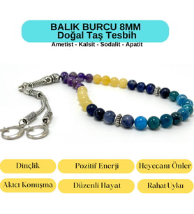Sertifikalı Balık Burcu 8mm 33lük Doğal Taş Tesbih